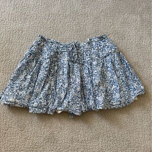 American Eagle Blue & White Floral Mini Skirt Cotton Size Large